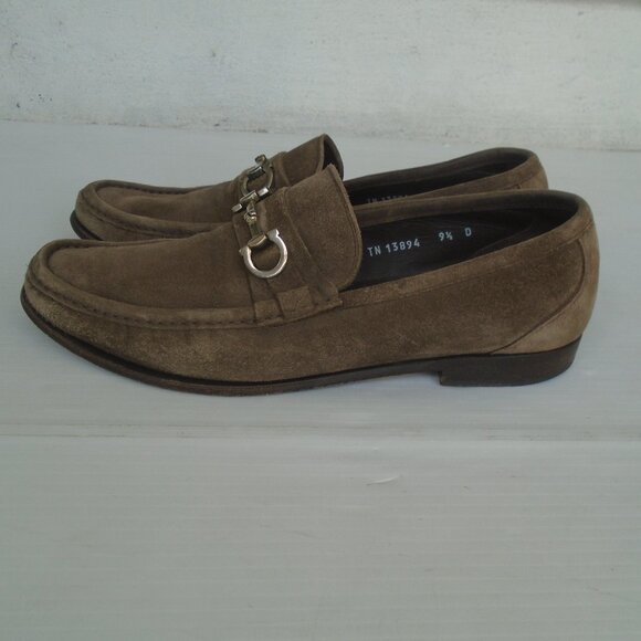 Salvatore Ferragamo Horsebit Suede Loafer Shoes TN 13894 Mens Size 9.5 D Brown